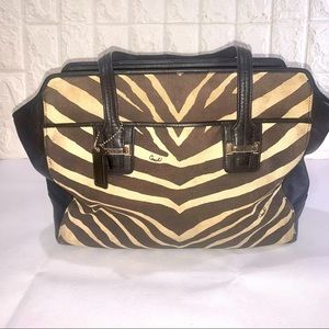 Coach - Black & Tan Zebra Print Leather Satchel